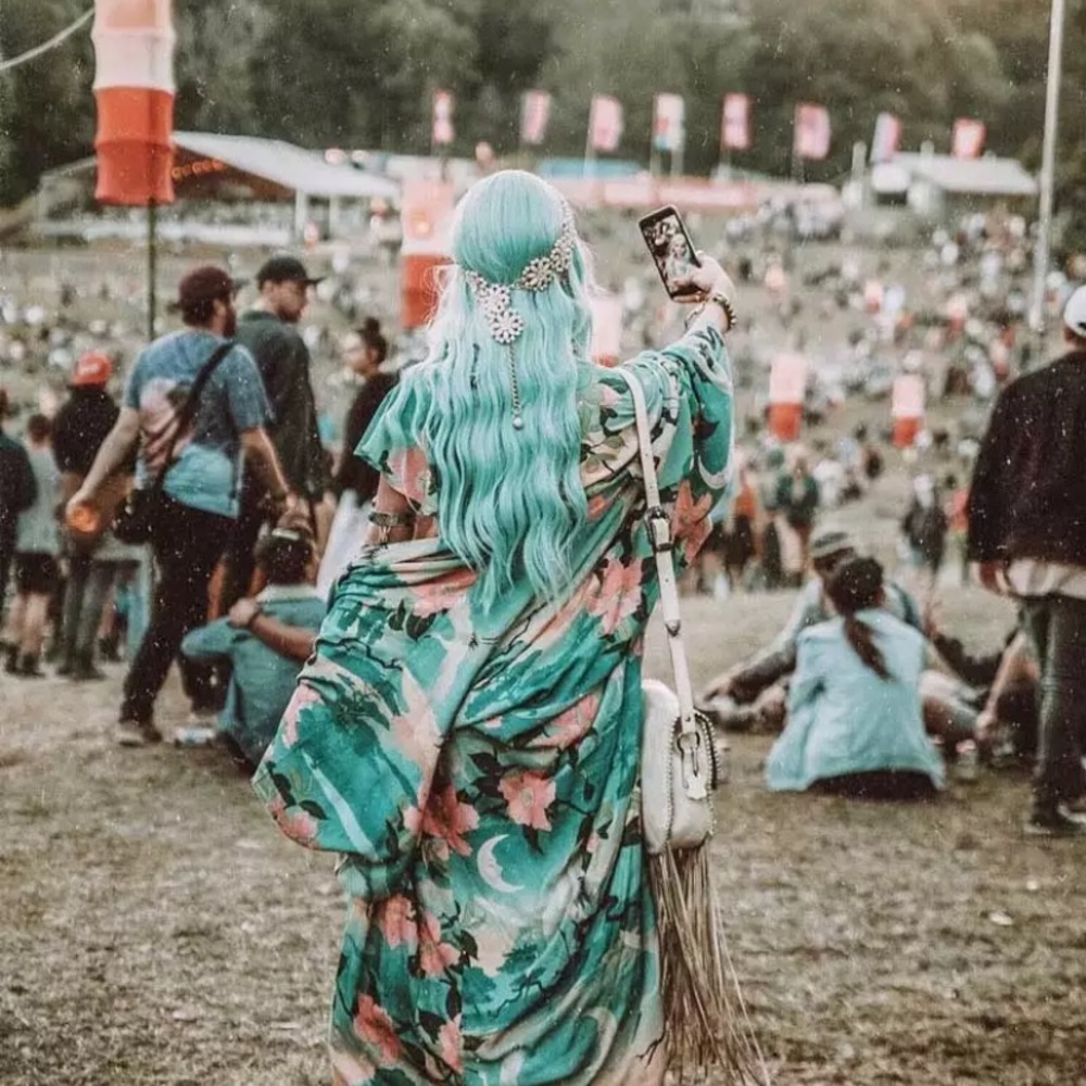 SOLD OUT Turquoise Boho Floral Crane Open Kimono Robe Wrap - Picture 8 of 9